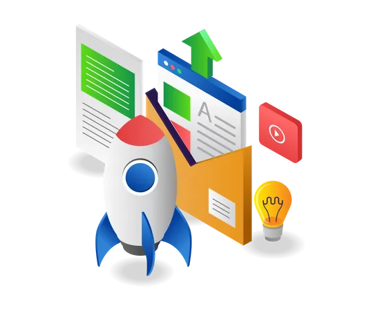 Rocket Email Digital Marketing Strategy Illustration