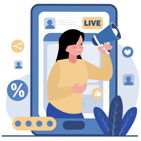 Digital Marketing Live Stream  Illustration