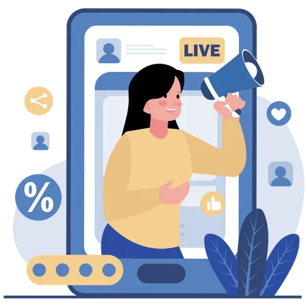 Digital Marketing Live Stream  Illustration