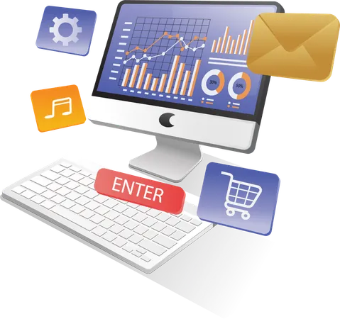 Digital marketing management analysis data  Illustration