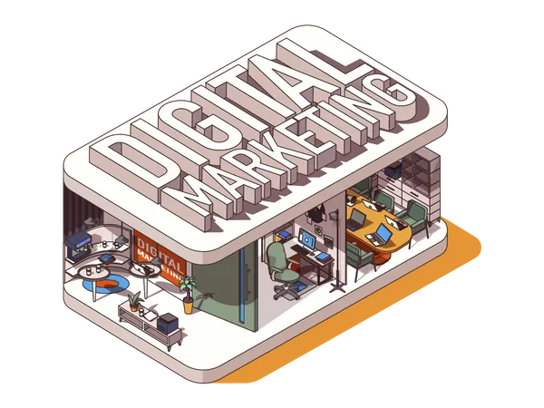 Digital Marketing Office  Illustration