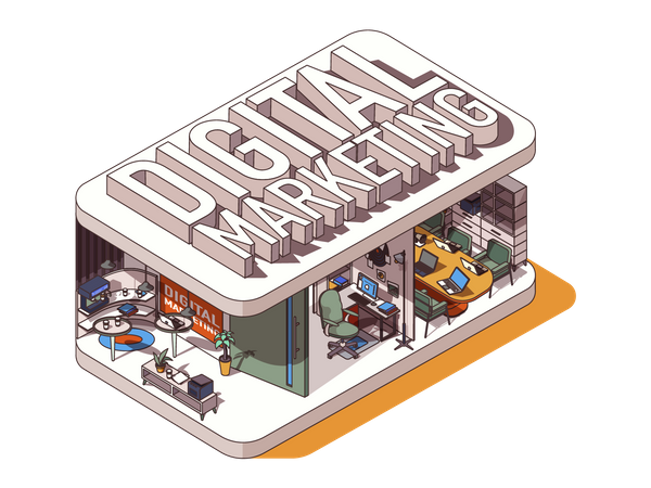 Digital Marketing Office  Illustration