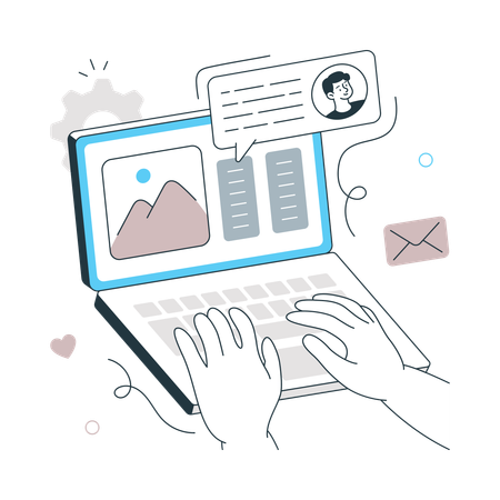 Digital Marketing on laptop  Illustration