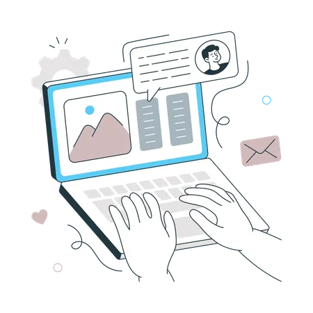 Digital Marketing on laptop  Illustration