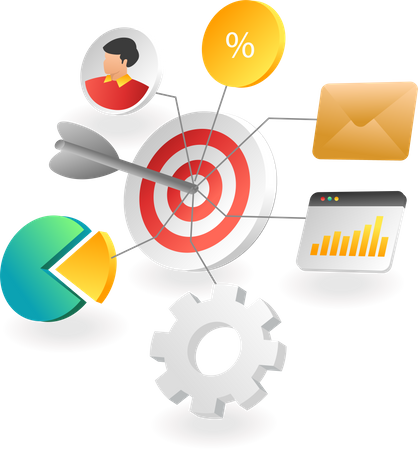 Digital Marketing Target Network  Illustration