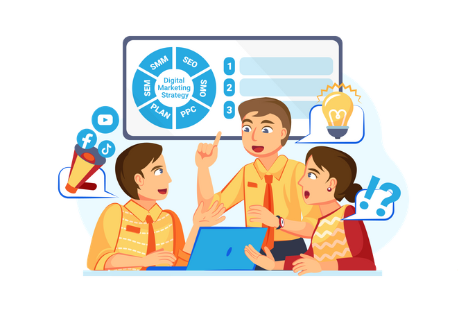 Digital Marketing Team  Illustration