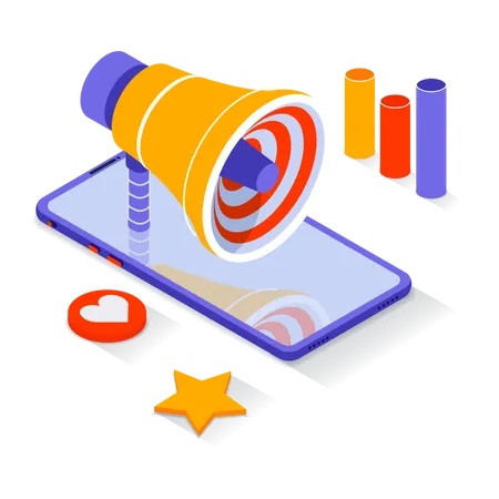 Digital marketing using phone  Illustration