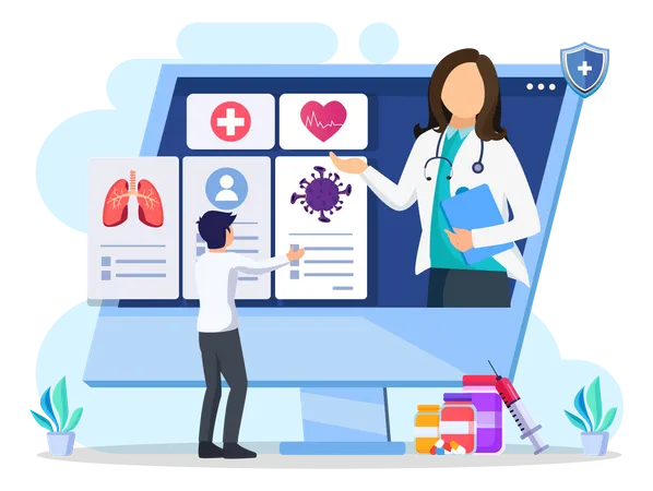 Online Doctor Vector Illustration Concept Online Medical Consultation And Support Online Illustration