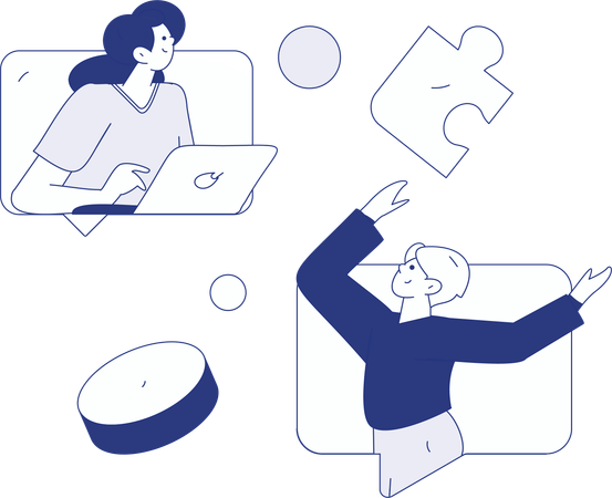 Digital meeting taking place among employees  Illustration
