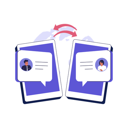 Digital Messaging Between Devices Over Internet  Illustration