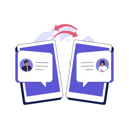 Digital Messaging Between Devices Over Internet  Illustration