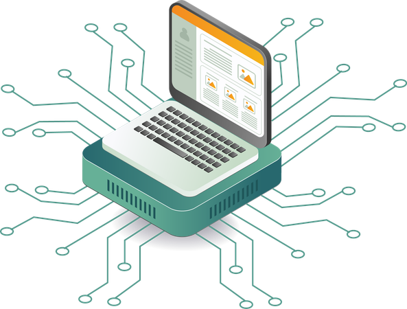 Digital network computer technology  Illustration