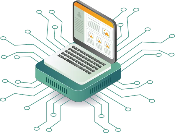 Digital network computer technology  Illustration