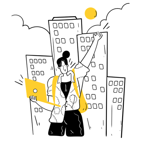 Digital Nomad Backpacking  Illustration