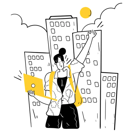 Digital Nomad Backpacking  Illustration