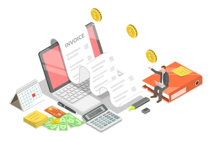 Digital Payment Invoice  Illustration