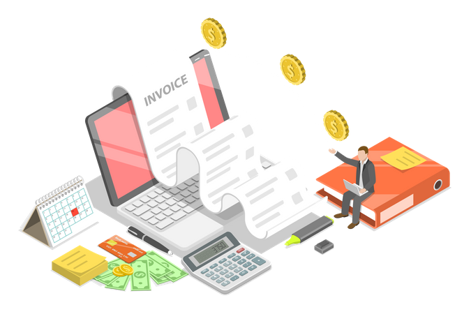 Digital Payment Invoice  Illustration