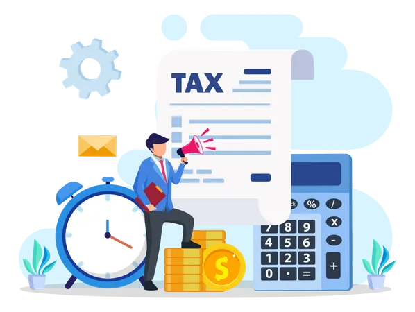Online Tax Payment Pay Season Tax Time Concept Flat Vector Template Style Suitable For Web Landing Pages Illustration