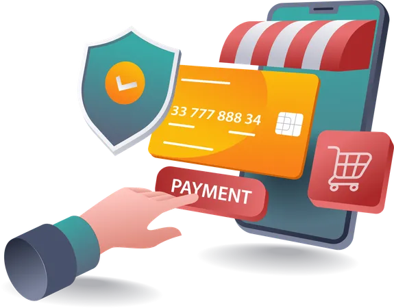 Digital Payment System for Online Shopping  Illustration