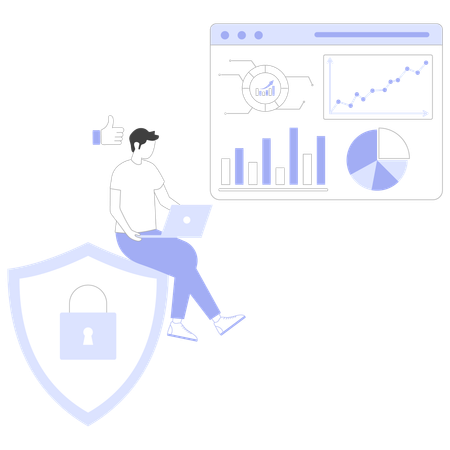 Digital Protection set by employee on profile  Illustration