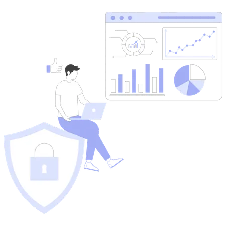 Digital Protection set by employee on profile  Illustration