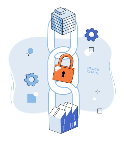 Digital realm blockchains network connects industries through cryptographic threads  Illustration