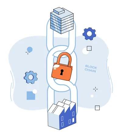 Digital realm blockchains network connects industries through cryptographic threads  Illustration