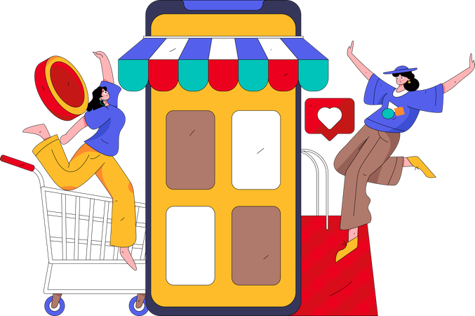 Digital shopping  Illustration