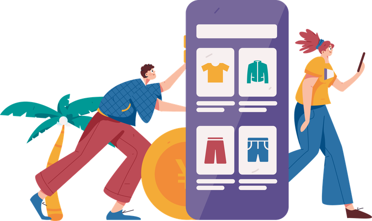 Digital shopping app  Illustration