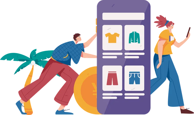Digital shopping app  Illustration