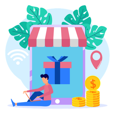 Digital Shopping App  Illustration