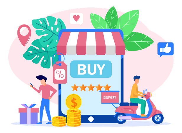 Digital Shopping App  Illustration