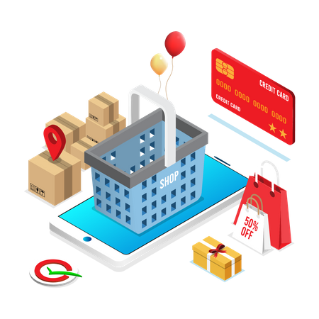 Digital shopping application  Illustration