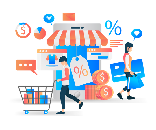 Digital shopping discount  Illustration