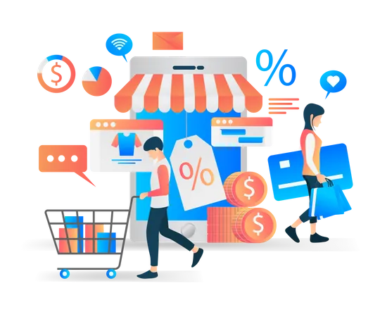 Digital shopping discount  Illustration