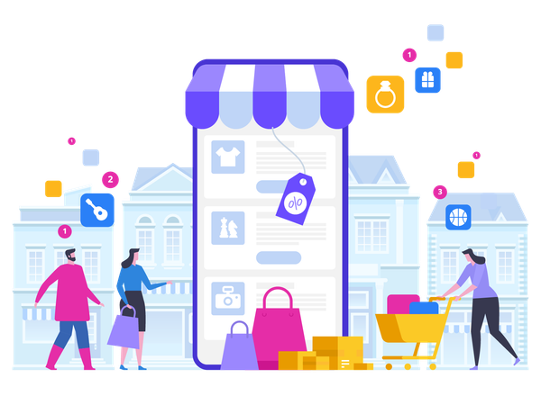 Digital Shopping Experience  Illustration