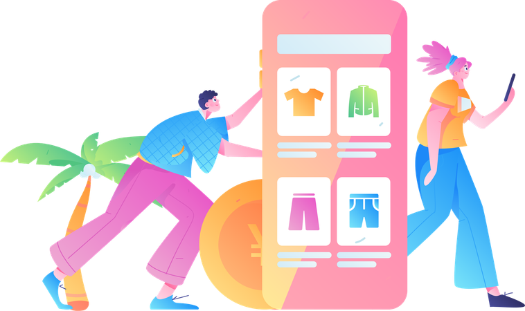 Digital Shopping  Illustration