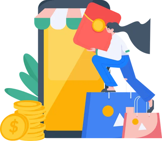 Digital shopping  Illustration