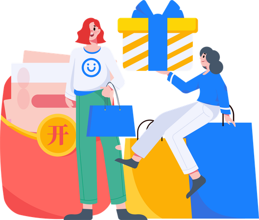 Digital shopping  Illustration