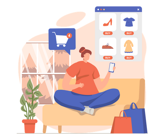 Digital Shopping  Illustration