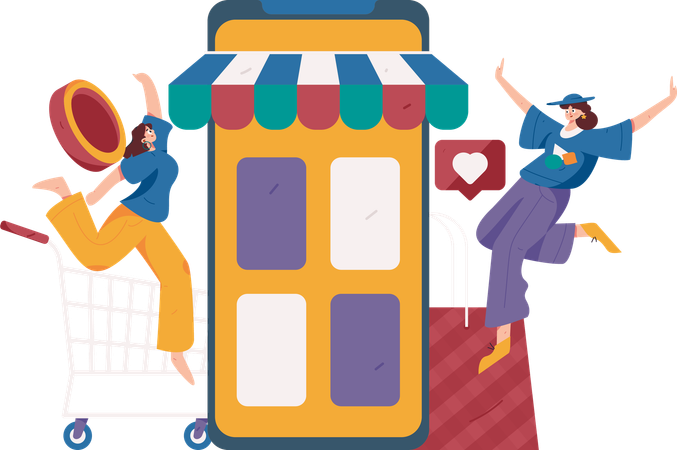 Digital shopping  Illustration