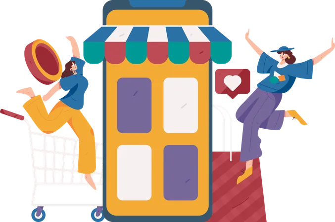 Digital shopping  Illustration