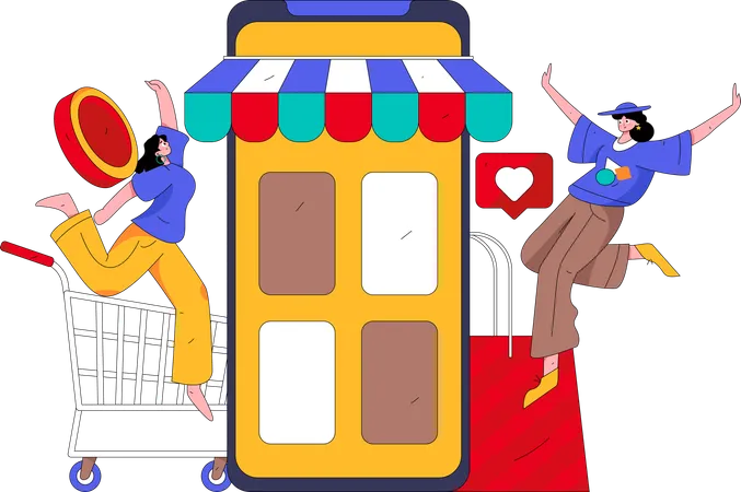 Digital shopping  Illustration