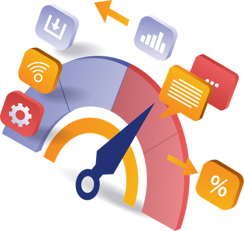 Digital speed performance meter of the application  Illustration