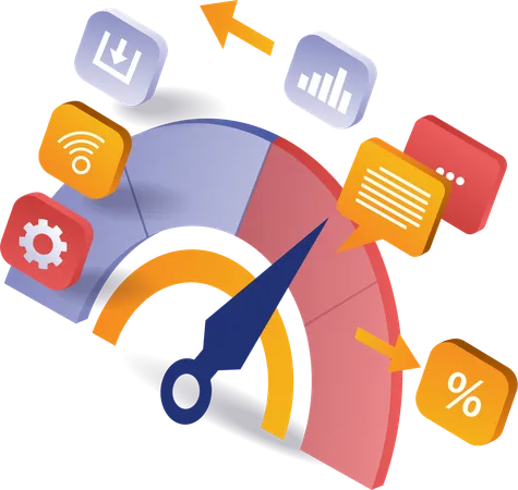 Digital speed performance meter of the application  Illustration