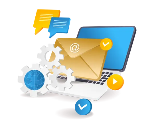 Digital technology email marketing network  Illustration