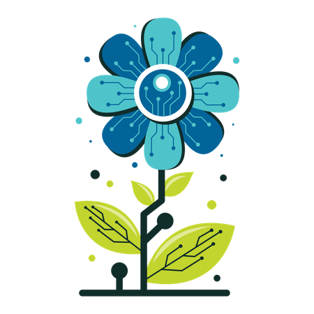 Digital Technology Flower With Circuit Board Design  Illustration