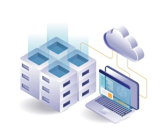 Digital technology server data analysis  Illustration