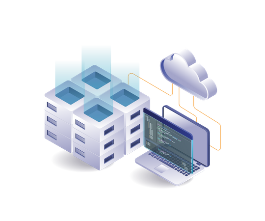 Digital technology server programming language data analysis  Illustration