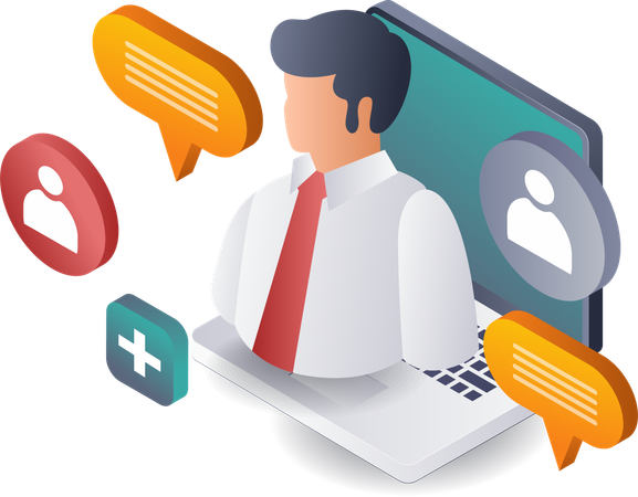 Digital Transformation Conversations in Social Media World  Illustration